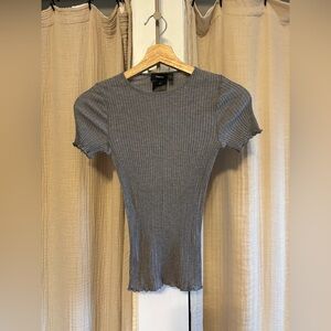 Theory Ribbed Cotton and Silk Tee- Small